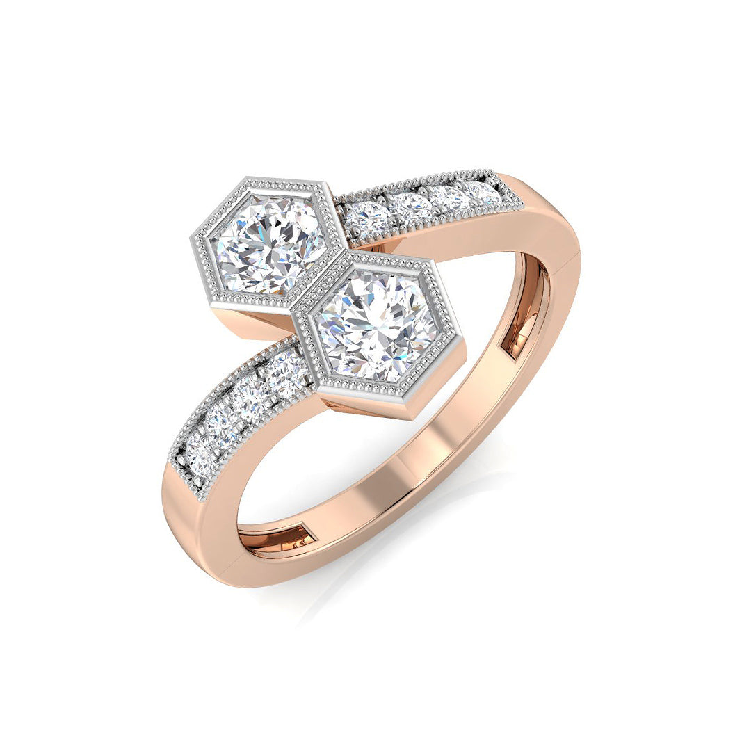 Diamond borwich 2 Stone Ring | 0.75ct | Hallmarked Gold & Platinum