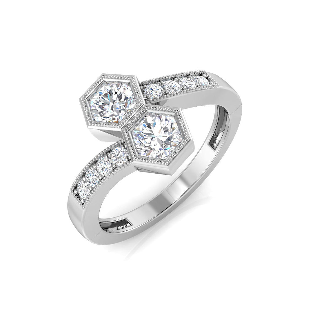 Diamond borwich 2 Stone Ring | 0.75ct | Hallmarked Gold & Platinum