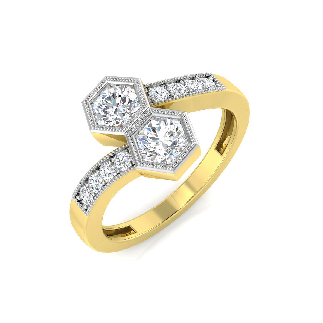Diamond borwich 2 Stone Ring | 0.75ct | Hallmarked Gold & Platinum