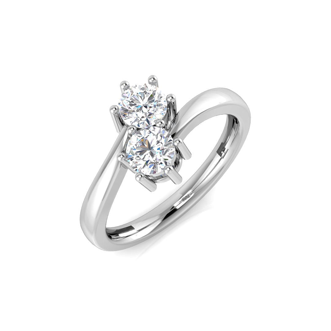 Diamond sivingkton 2 Stone Ring | 0.5ct | Hallmarked Gold & Platinum