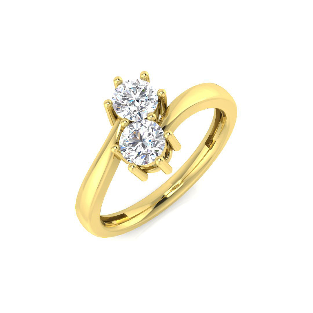 Diamond sivingkton 2 Stone Ring | 0.5ct | Hallmarked Gold & Platinum