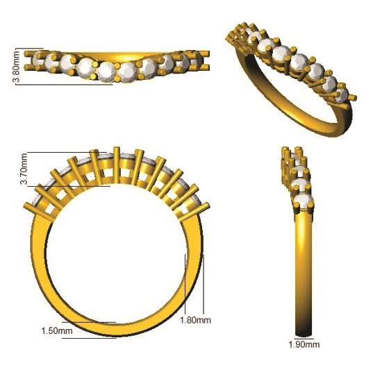 Gold jewelry set with ring, bracelet, and earring on a white background