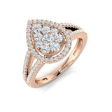 Natural Round Cut Diamond Pear Shape Cluster Ring