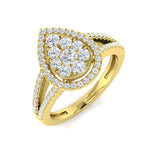 Natural Round Cut Diamond Pear Shape Cluster Ring
