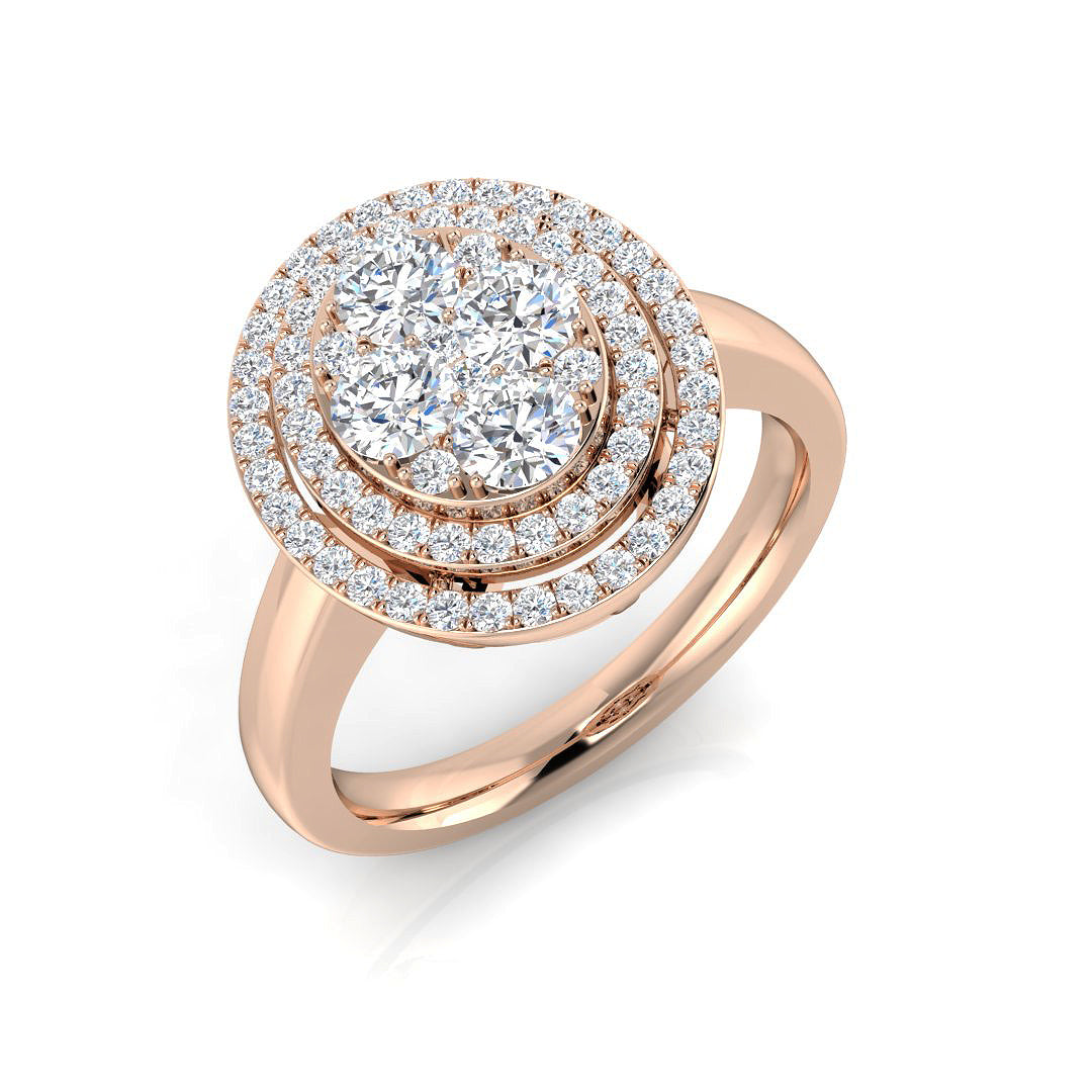 Round Cluster Halo Diamond Ring| 0.75ct | Hallmarked Gold & Platinum