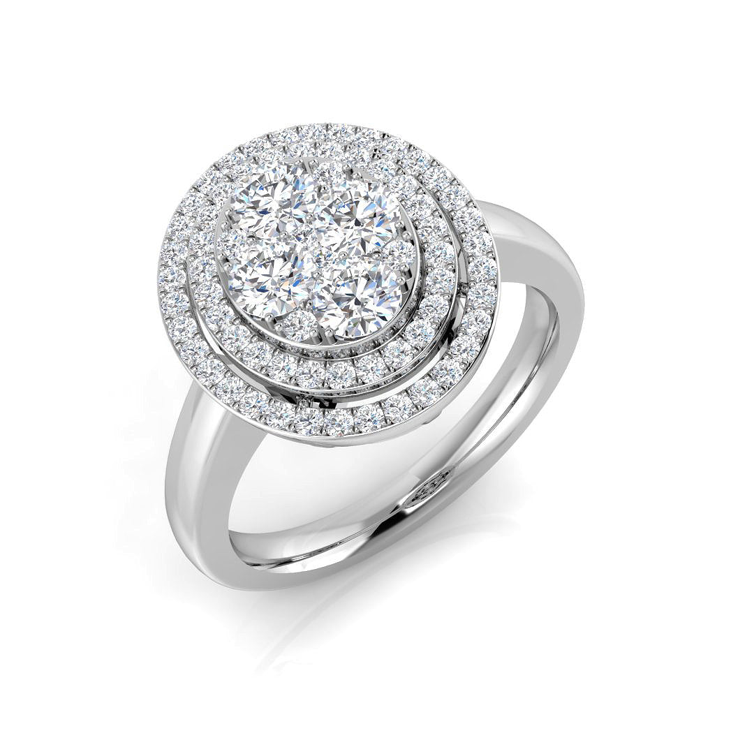 Round Cluster Halo Diamond Ring| 0.75ct | Hallmarked Gold & Platinum