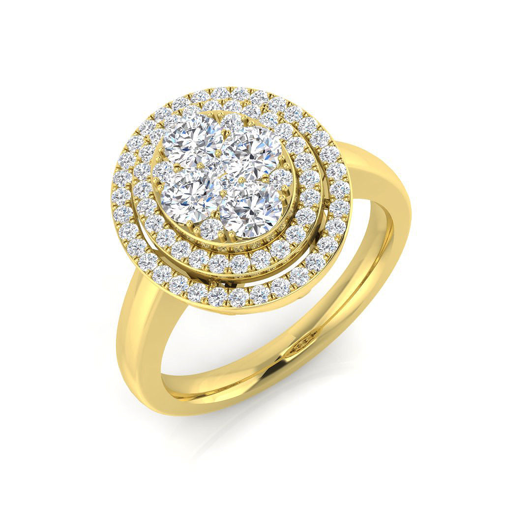 Round Cluster Halo Diamond Ring| 0.75ct | Hallmarked Gold & Platinum