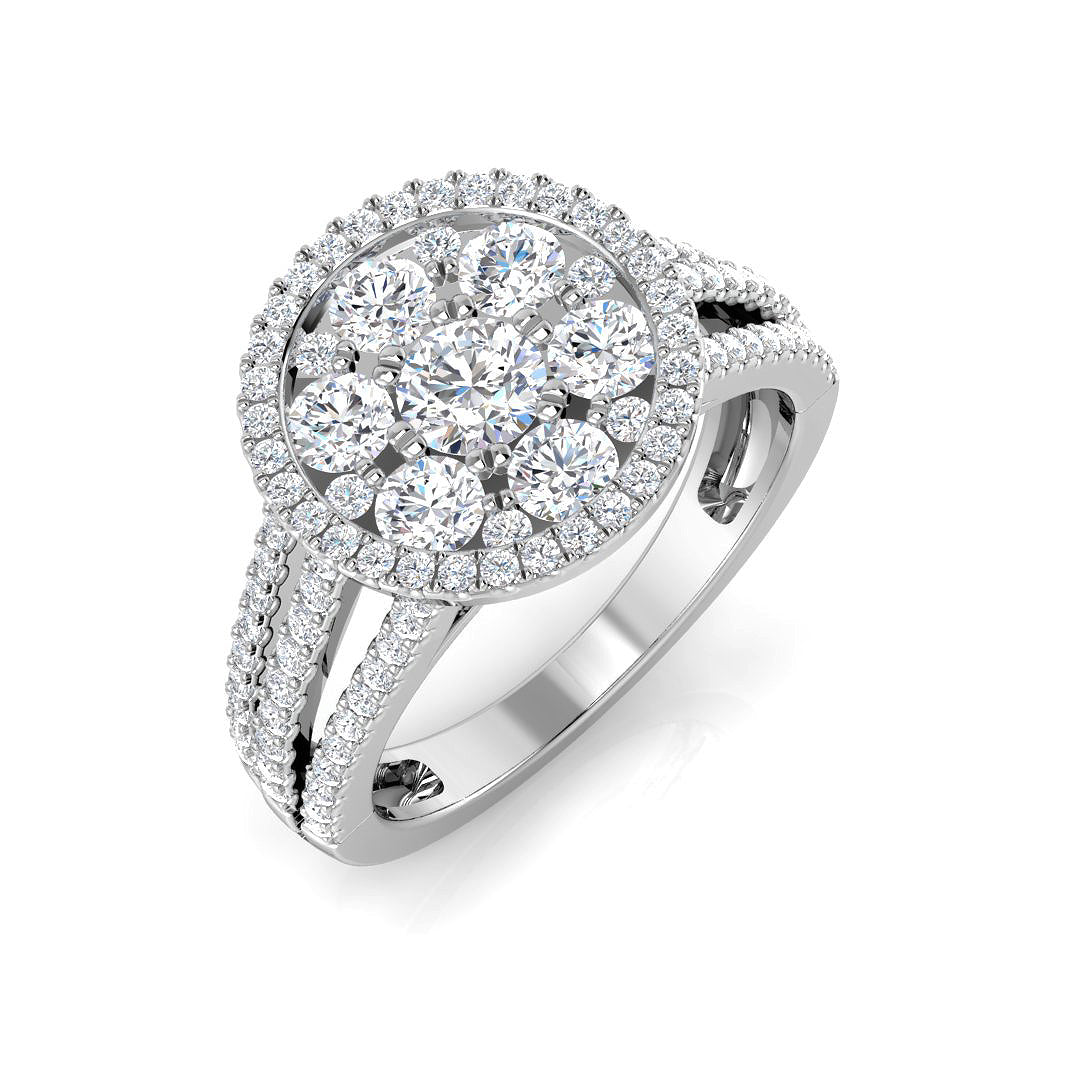 Diamond Prektob Cluster Ring | 1.25ct | Hallmarked Gold & Platinum