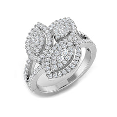 Natural Round Cut Diamond Cluster Engagement Triple Leaf Ring