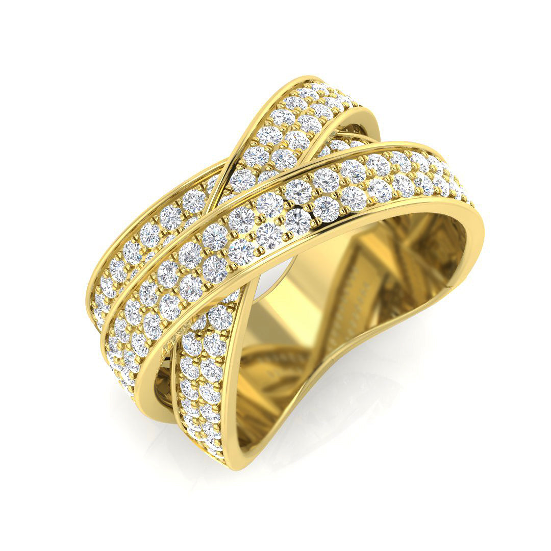 Round Diamond Pave Setting Designer Ring | 1.75ct | Hallmarked Gold & Platinum