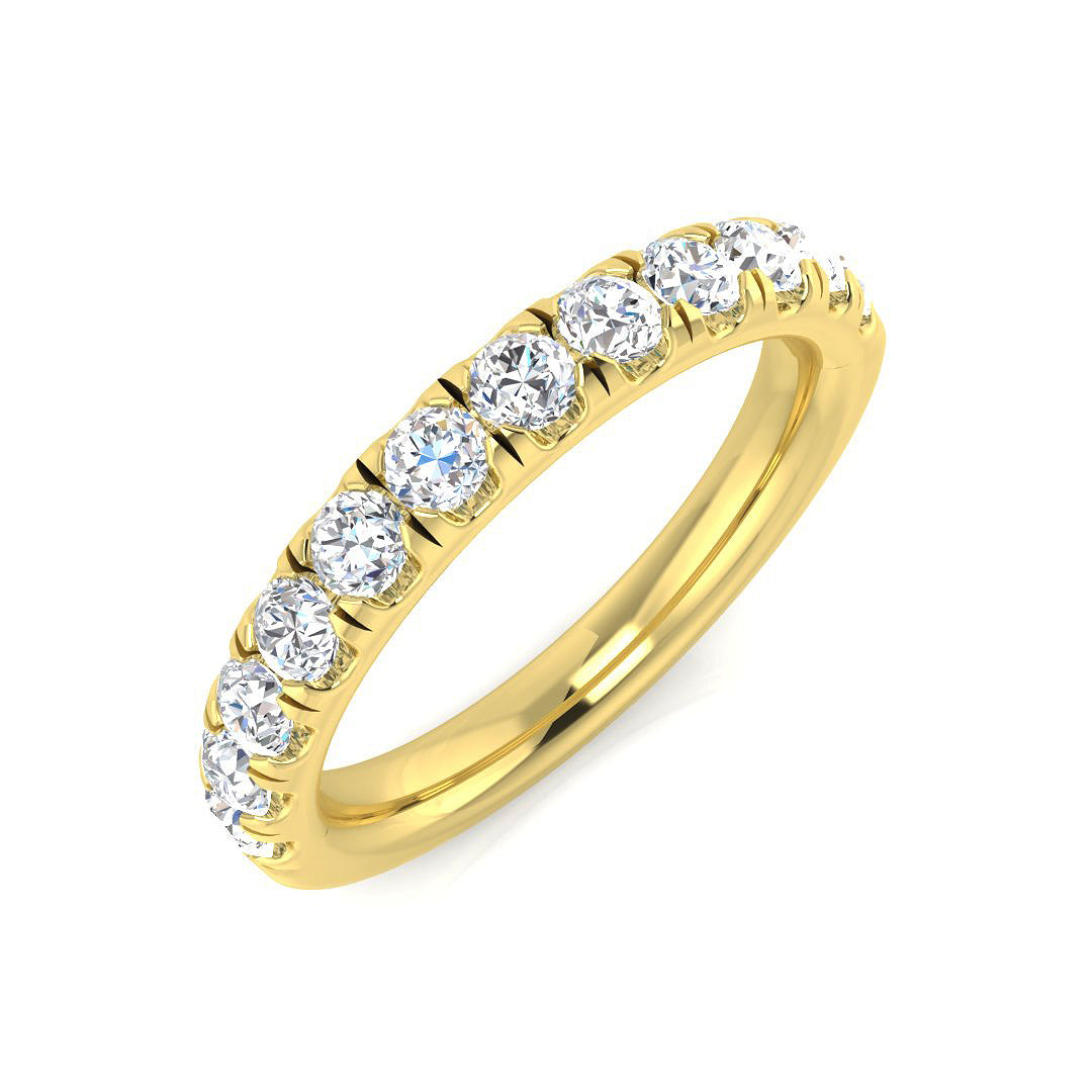 0.70Carat D-E/VS Lab Grown Diamond Half Eternity Wedding Ring 18k Yellow Gold Ready To Ship