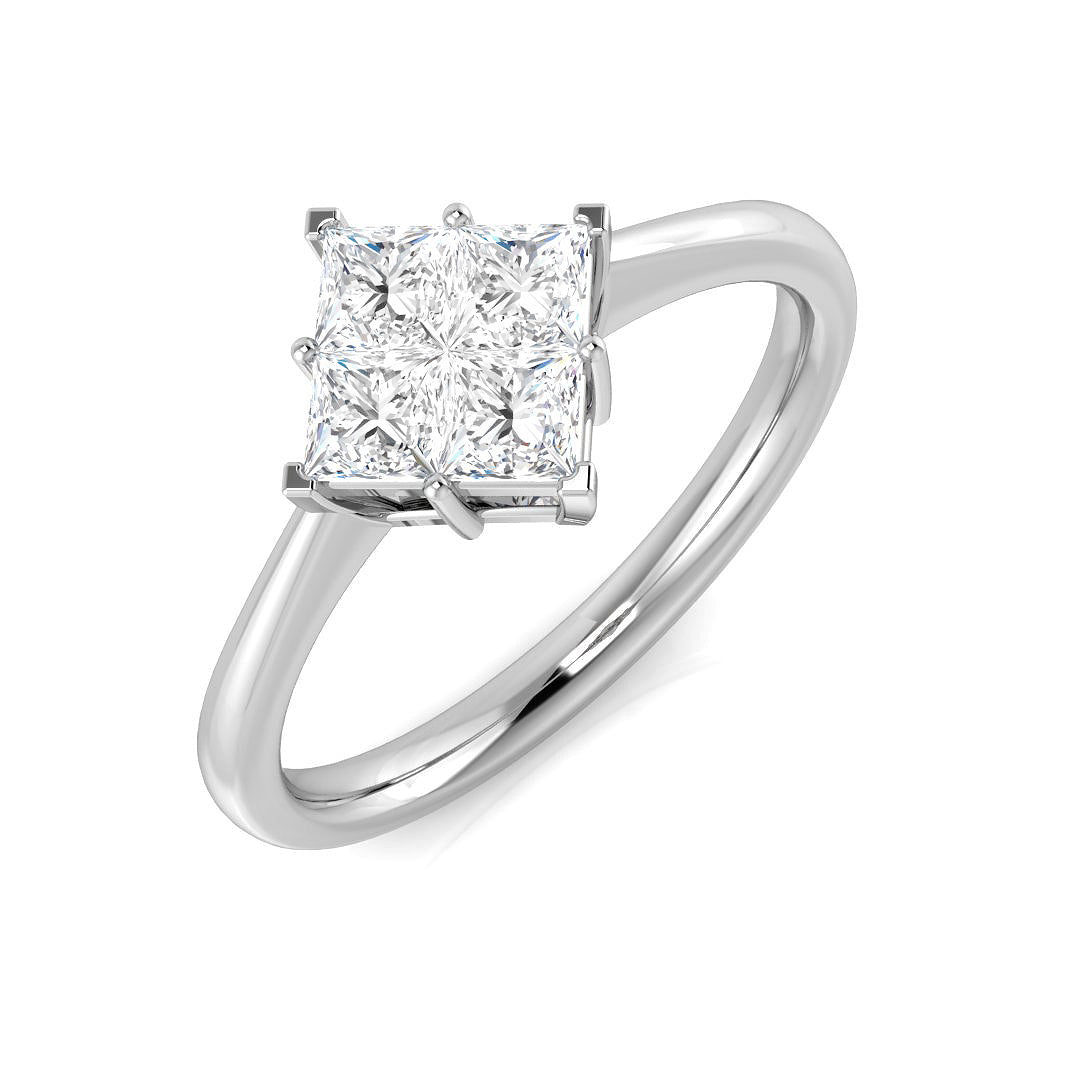 Princess Cut Diamond Cluster Ring 0.5ct Solitaire Style UK