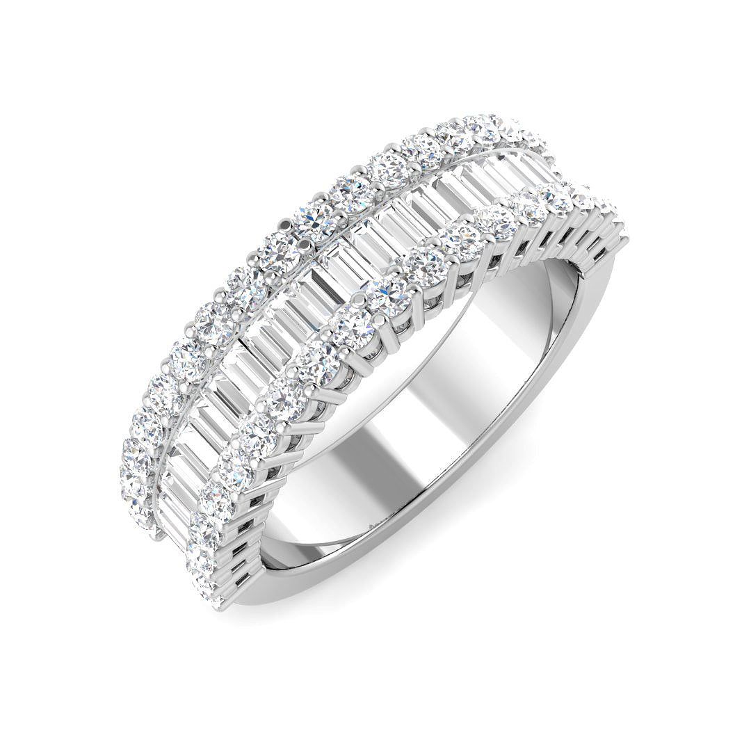 Natural & Lab Diamond Baguette & Round Cut Half Eternity  Ring | 1.25ct - 3.5ct