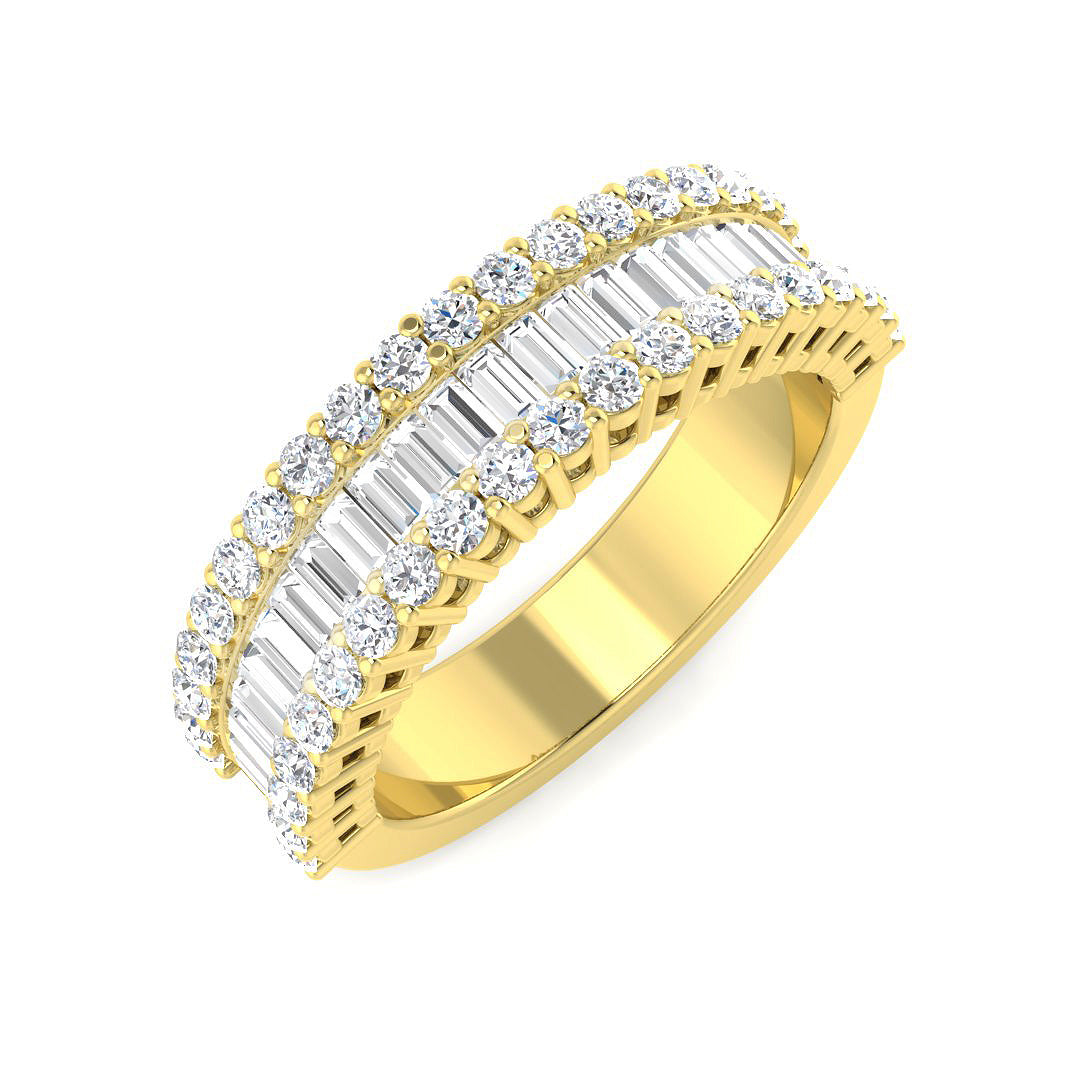 Natural & Lab Diamond Baguette & Round Cut Half Eternity  Ring | 1.25ct - 3.5ct