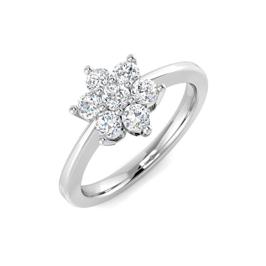 7-Stone Natural Round Cut Diamond Cluster Ring.