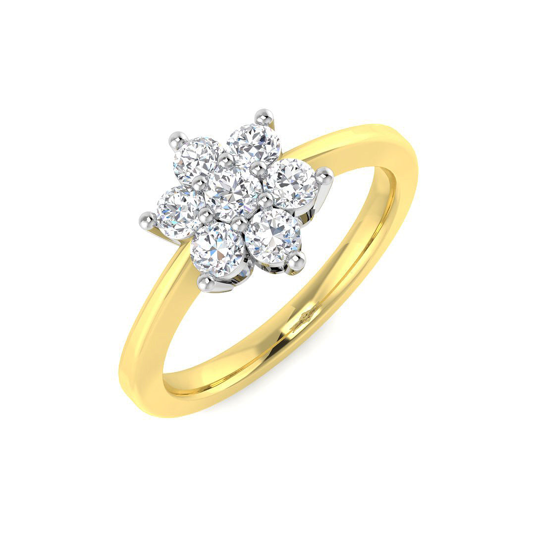 7-Stone Natural Round Cut Diamond Cluster Ring.