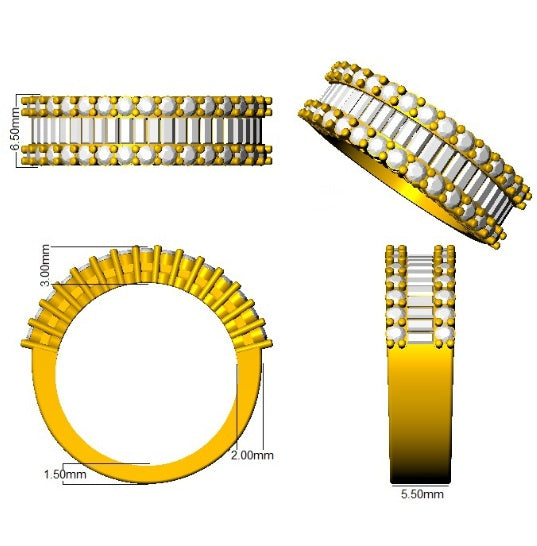 Natural & Lab Diamond Baguette & Round Cut Half Eternity  Ring | 1.25ct - 3.5ct