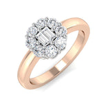 Baguette & Round Diamond Cluster Ring 0.5ct Engagement UK