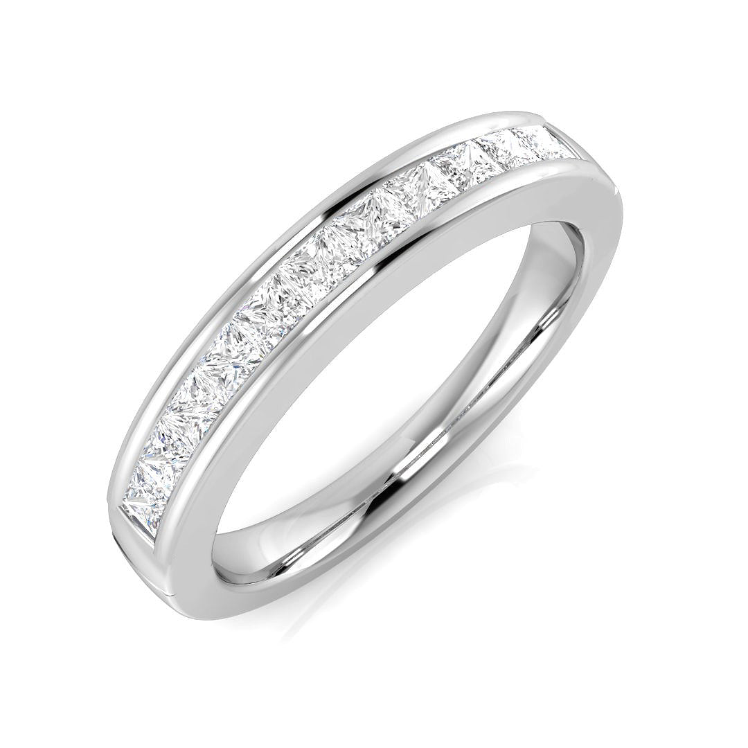 0.50ct Lab-Grown D/VVS Round Cut Diamond Half Eternity Ring.
