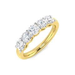 1.30Carat D-E/VS Lab Grown Diamond 5 Stone Wedding Ring 9k Yellow Gold Ready To Ship