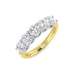 2.10Carat D-E/VS Lab Grown Diamond 5 Stone Wedding Ring 18k Yellow Gold Ready To Ship