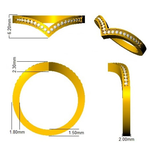 Double curve diamond contour band