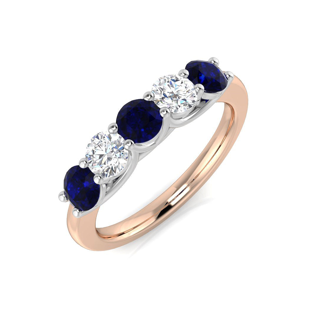 Blue Sapphire 5 Stone Ring White Gold