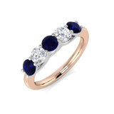 Blue Sapphire 5 Stone Ring White Gold