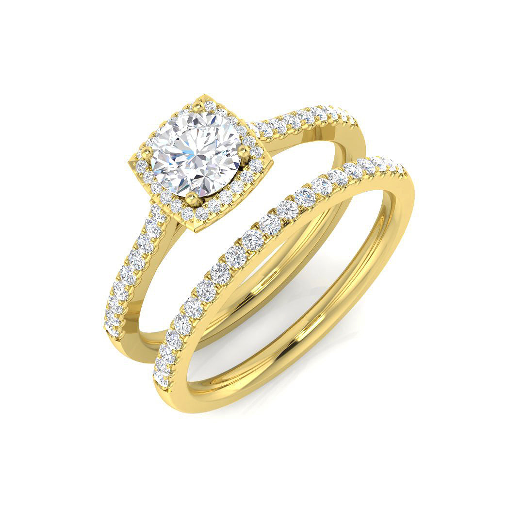 Natural Round Cut Diamond Halo Engagement Ring
