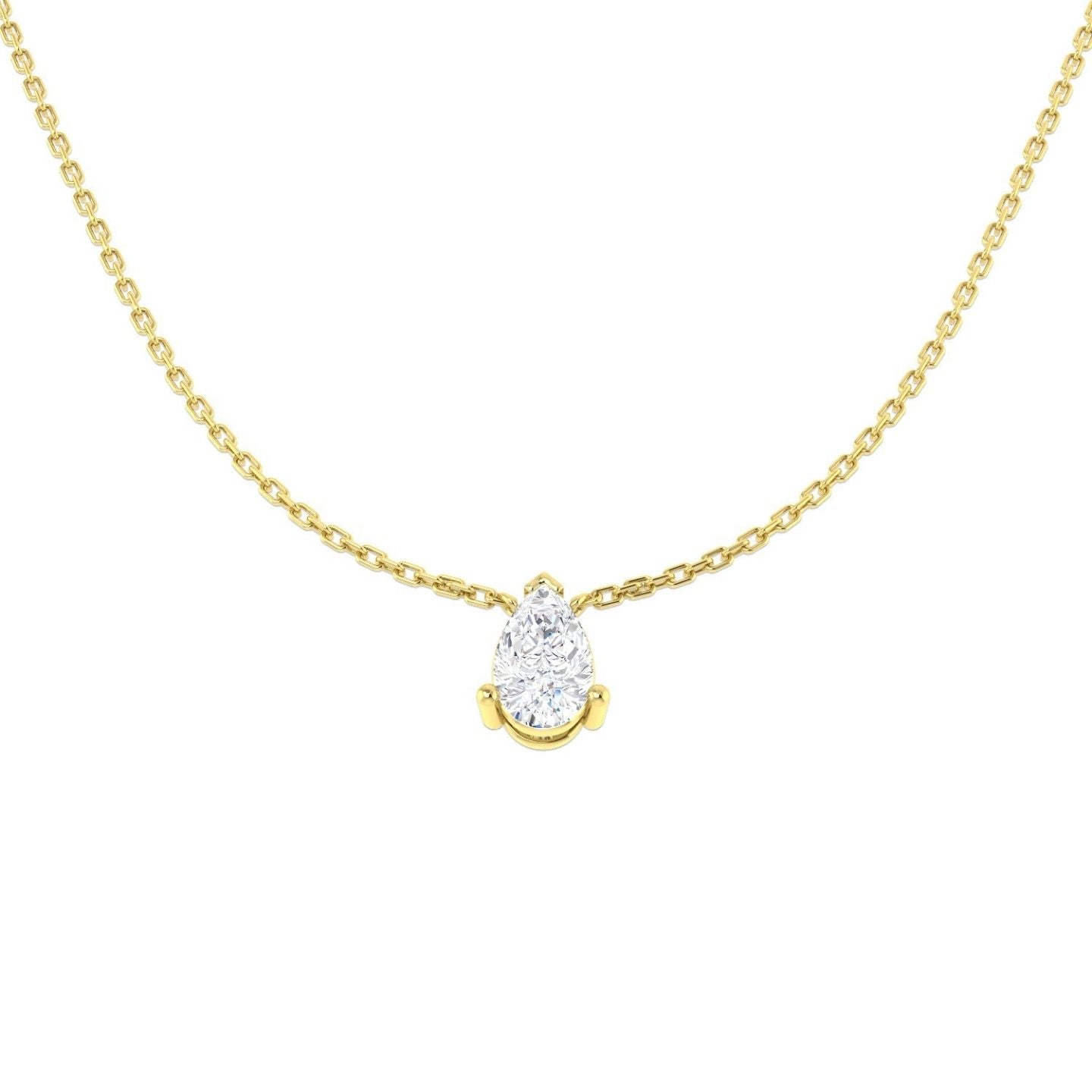 Lab Grown Pear Diamond Necklace | Solitaire Pendant | UK Hallmarked Gold