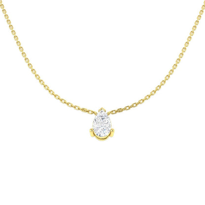 Lab Grown Pear Diamond Necklace | Solitaire Pendant | UK Hallmarked Gold
