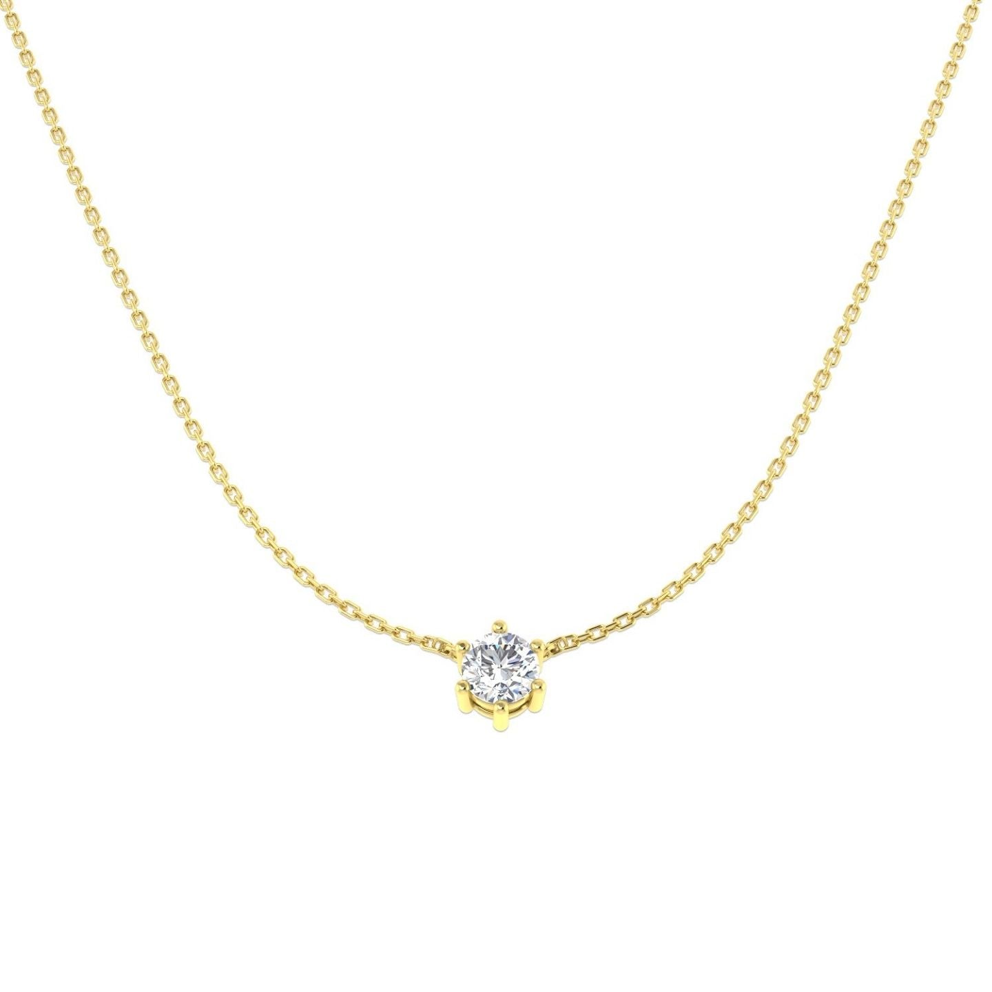 Round Lab Grown Diamond Solitaire Pendant – 9K Yellow Gold UK Made