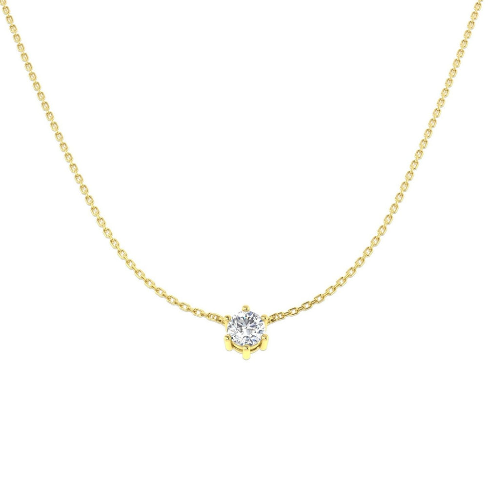 Round Lab Grown Diamond Solitaire Pendant – 9K Yellow Gold UK Made