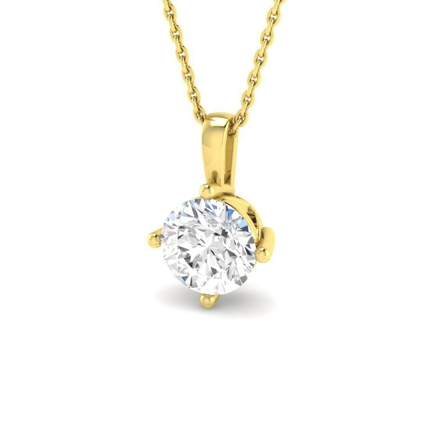 Lab Grown Round Cut Diamond Pendant | Brilliant Cut Solitaire Necklace | UK Hallmarked Gold & Platinum
