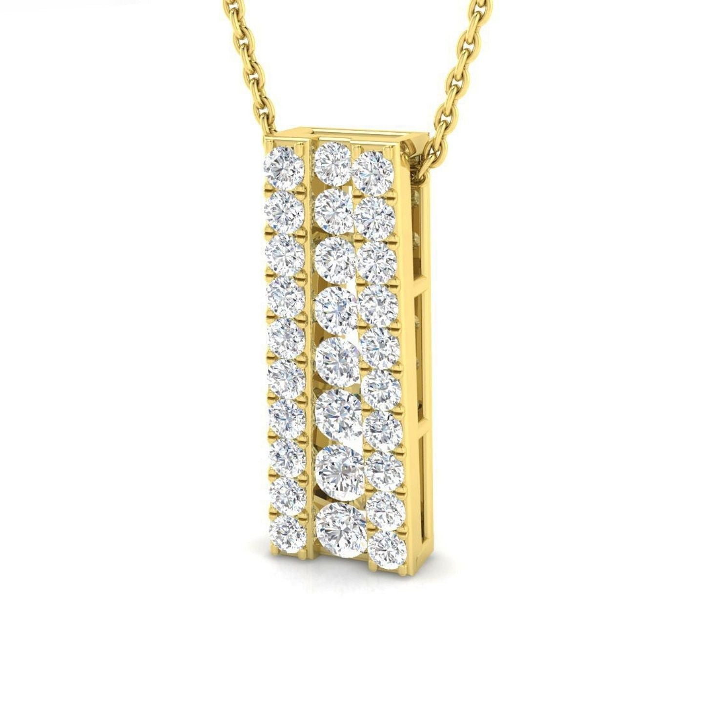 Lab Grown Round Diamond Bar Pendant Necklace | UK Made Gold & Platinum | UK Hallmarked