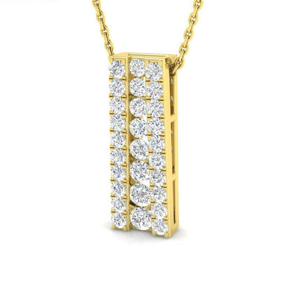 Lab Grown Round Diamond Bar Pendant Necklace | UK Made Gold & Platinum | UK Hallmarked