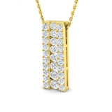 Lab Grown Round Diamond Bar Pendant Necklace | UK Made Gold & Platinum | UK Hallmarked