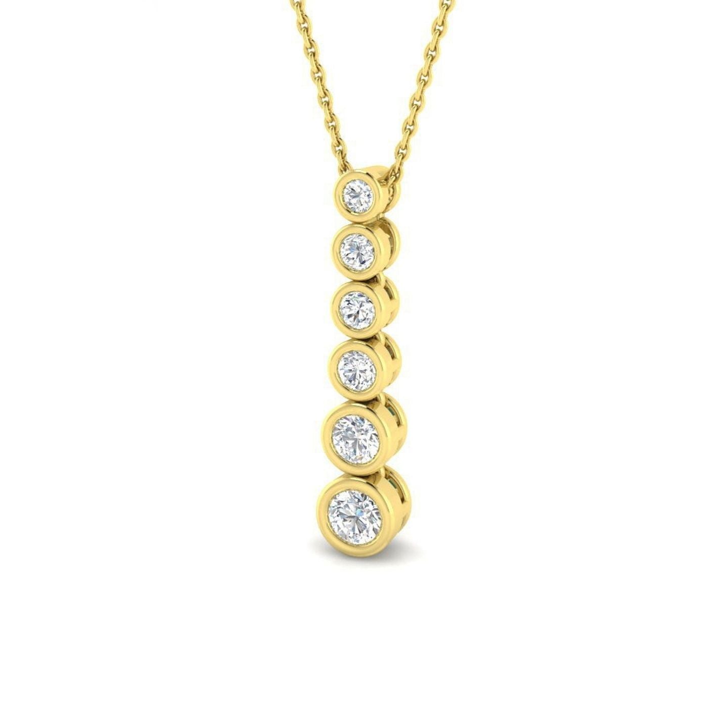 Certified Lab Grown Diamond Drop Pendant Necklace – 9K Yellow Gold UK Made Bezel Setting