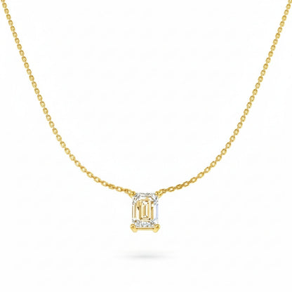 Lab Grown Emerald Cut Diamond Necklace | Solitaire Pendant | UK Hallmarked