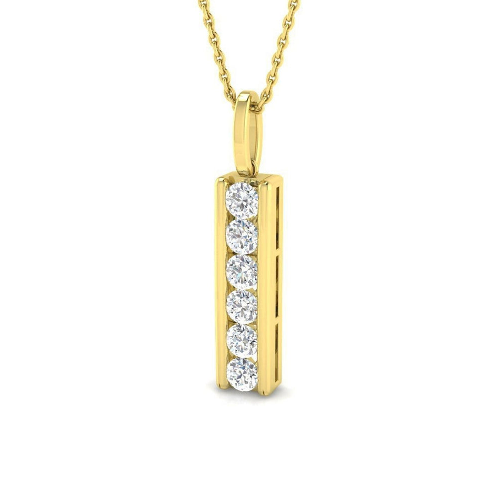 Certified Round Lab Grown Diamond Drop Pendant Necklace – 9K Yellow Gold UK Made Channel Set