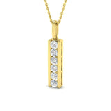 Certified Round Lab Grown Diamond Drop Pendant Necklace – 9K Yellow Gold UK Made Channel Set
