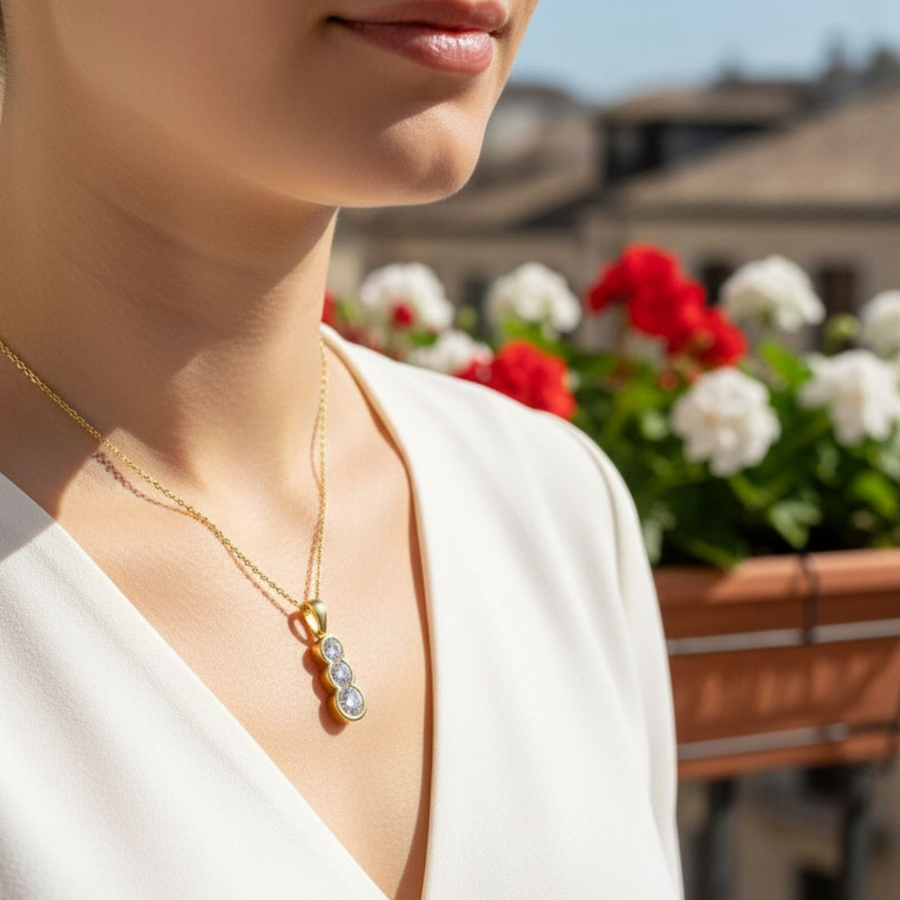 Luxury Lab Grown Diamond Drop Pendant – Gold & Platinum FineDiam Design