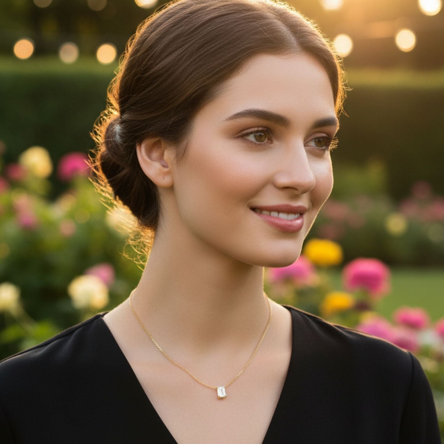 Lab Grown Emerald Cut Diamond Necklace | Solitaire Pendant | UK Hallmarked