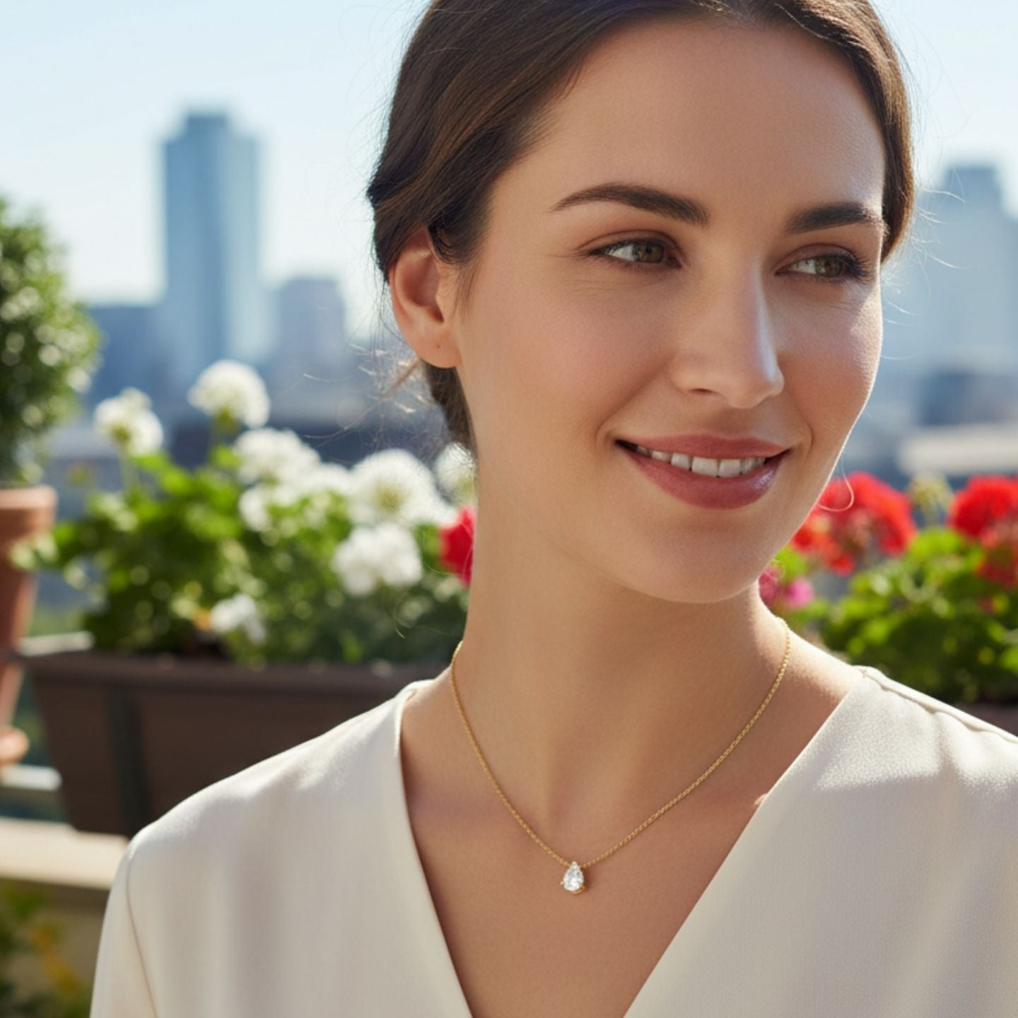 Lab Grown Pear Diamond Necklace | Solitaire Pendant | UK Hallmarked Gold