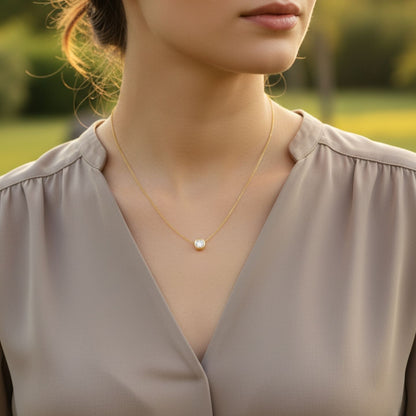 Lab Grown Round Diamond Solitaire Pendant | UK Made Gold & Platinum | Bezel Set