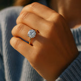 IGI Lab-Grown Round Cut Diamond Four-Claw Solitaire Engagement Ring Gift for Her.
