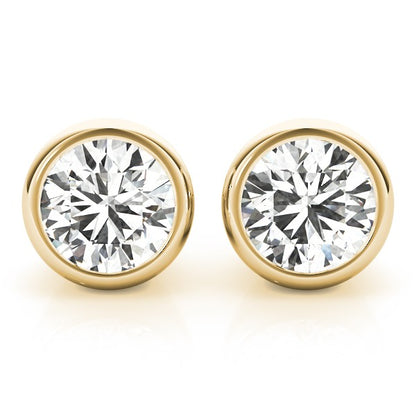 Lab-Grown Diamond Stud Earrings For Women, Round Brilliant Cut Full Bezel Set , D Color VVS Clarity