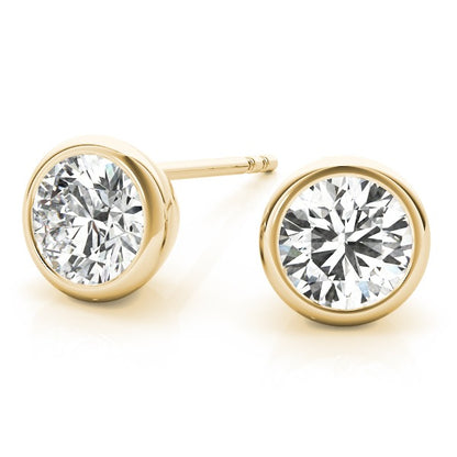 Lab-Grown Diamond Stud Earrings For Women, Round Brilliant Cut Full Bezel Set , D Color VVS Clarity