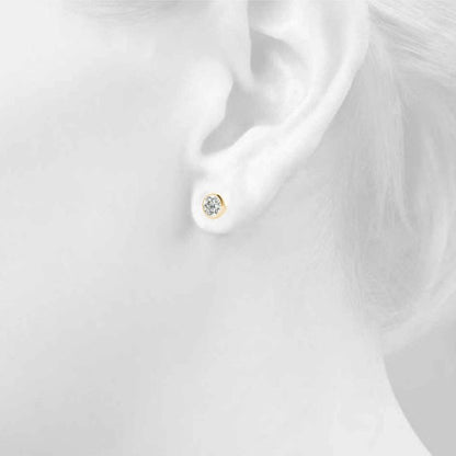 Lab-Grown Diamond Stud Earrings For Women, Round Brilliant Cut Full Bezel Set , D Color VVS Clarity