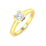 Yellow Gold Round Diamond Bezel Set Solitaire Ring